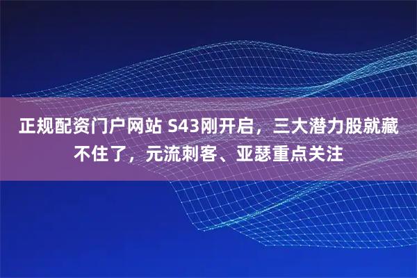 正规配资门户网站 S43刚开启，三大潜力股就藏不住了，元流刺客、亚瑟重点关注